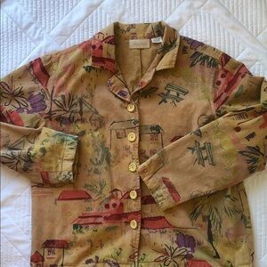 Studio Works women’s Button-Up Shirt Shacket with Artistic Print